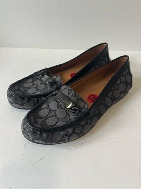 Coach Black Signature Canvas Driving Loafers Size 10B